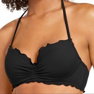 SUNDAZED Nixie Bandeau Scalloped Halter Bikini Top